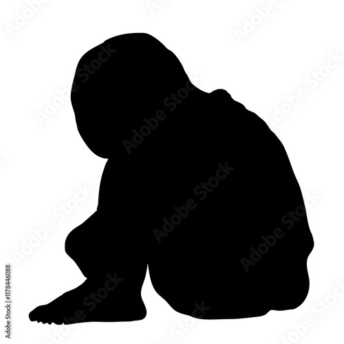 Sad black child silhouette