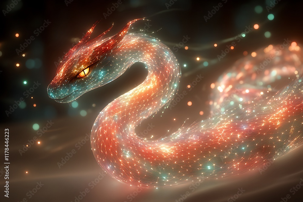 Luminous Serpent Coiled In Energetic Display Luminous Serpent Coiled In Energetic Display