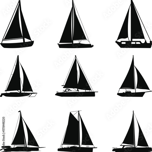 Sailing Boat SVG Vector, silhouette of a sailboat, Sailboat Files for Cricut, Sailboat Cut Files Illustration,