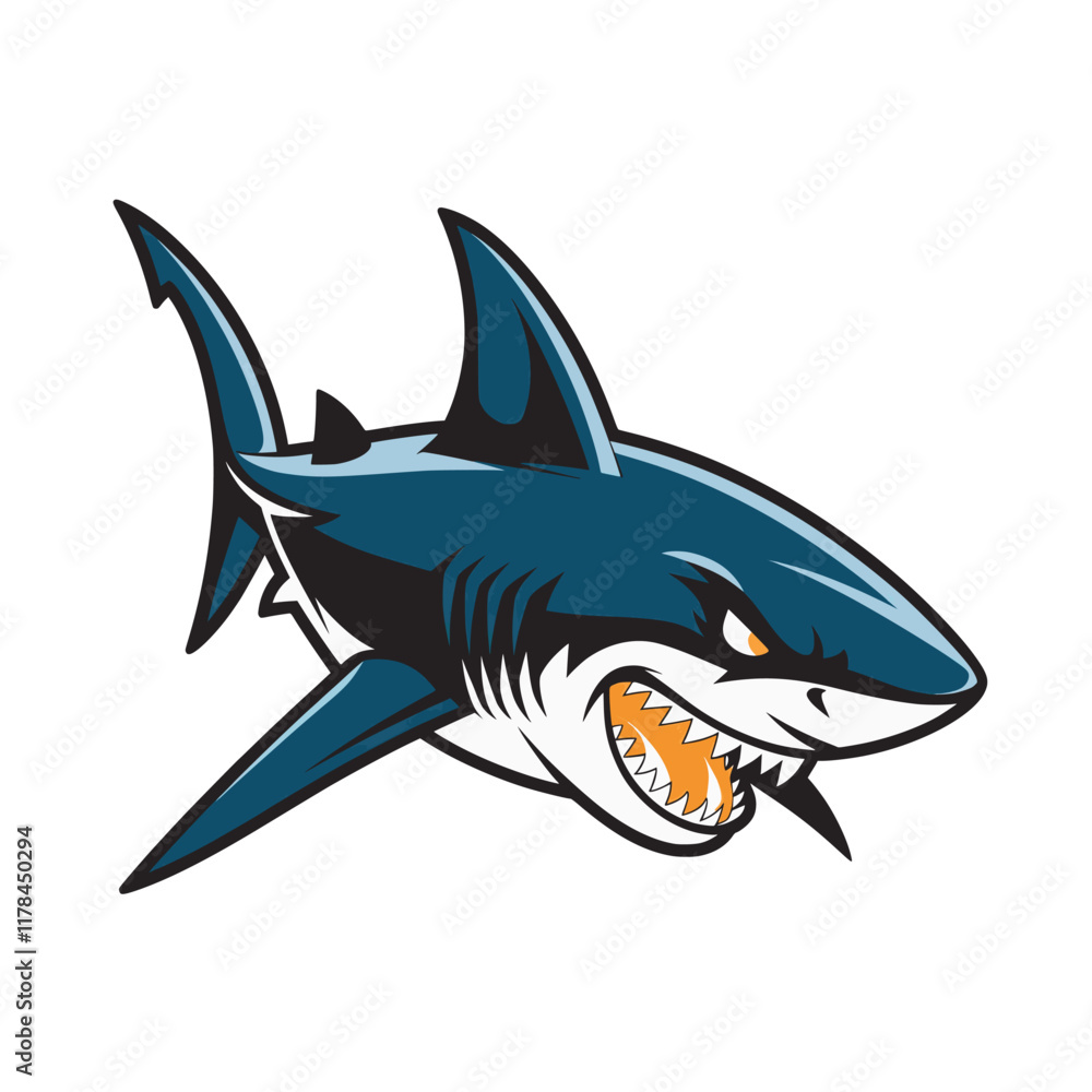 Obraz premium shark angry attacking design illustration logo