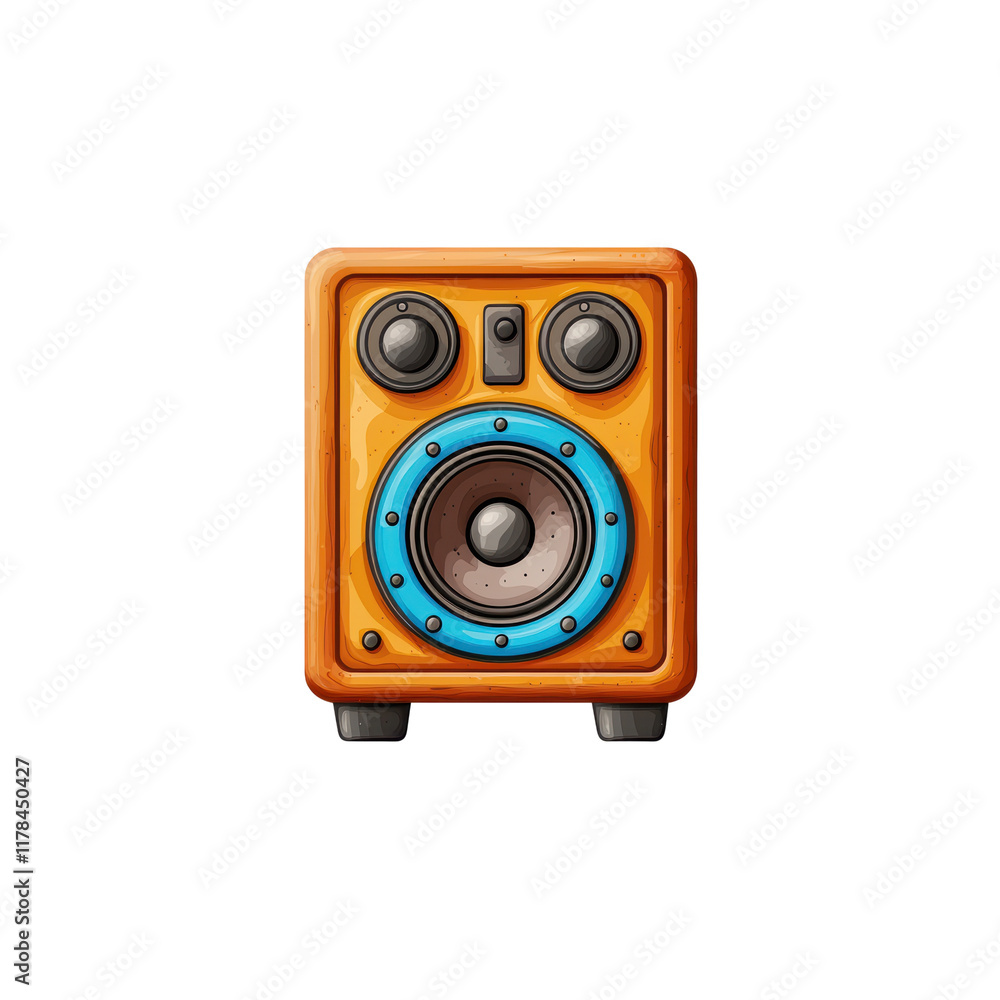 Bright Orange Cartoon Speaker Icon for Music Lovers Bright Orange Cartoon Speaker Icon for Music Lovers