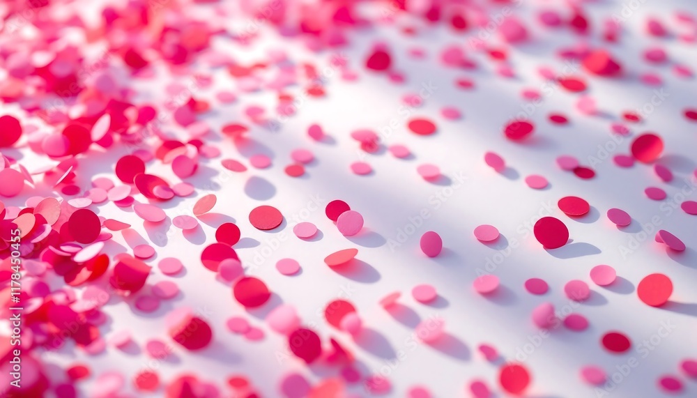 Pink Confetti on White Background: Festive Celebration Texture Pink Confetti on White Background: Festive Celebration Texture