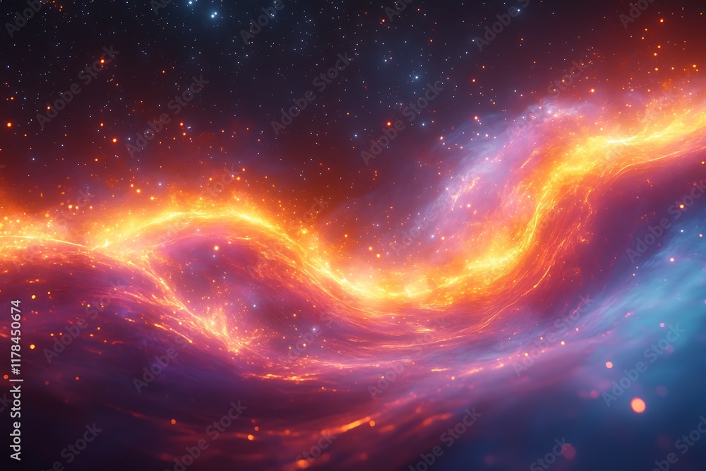 Celestial Fire Waves Across Starry Expanse Celestial Fire Waves Across Starry Expanse