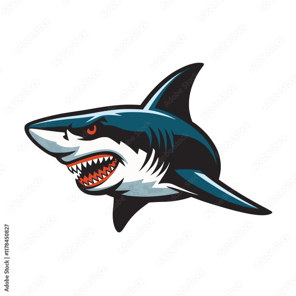 Fototapeta premium shark pose attacking design illustration logo on white background