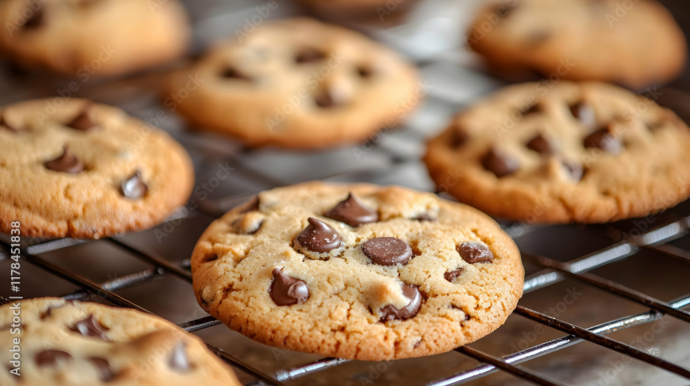 Chocolate Chip Cookies Cooling on Rack Chocolate Chip Cookies Cooling on Rack