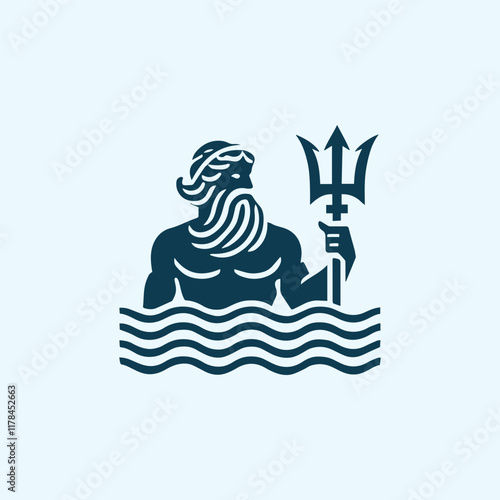 Wave poseidon god logo