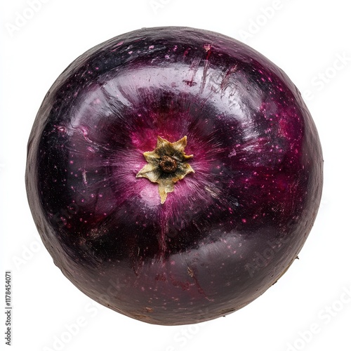 Fresh purple eggplant on white background. photo