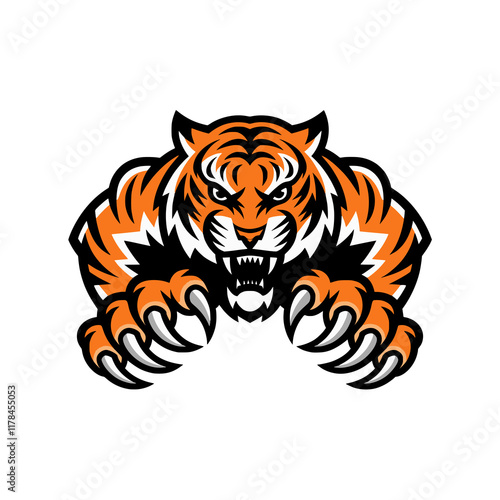 tiger attacking with claws design logo