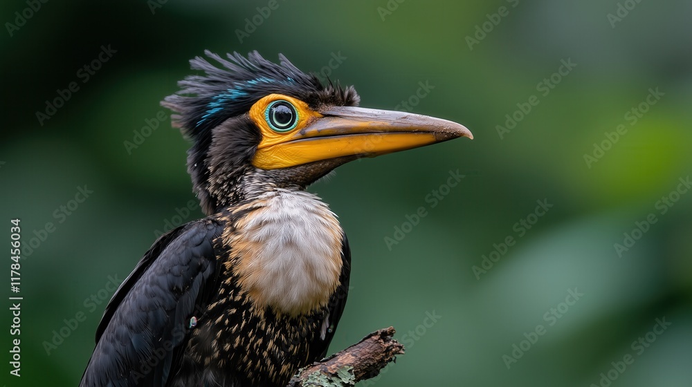 Fototapeta premium Close-up of a colorful bird perched on a branch