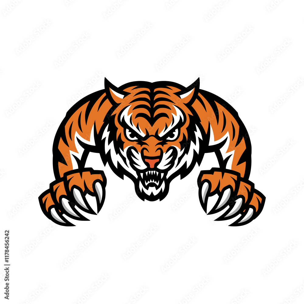 Obraz premium tiger attacking with claws logo