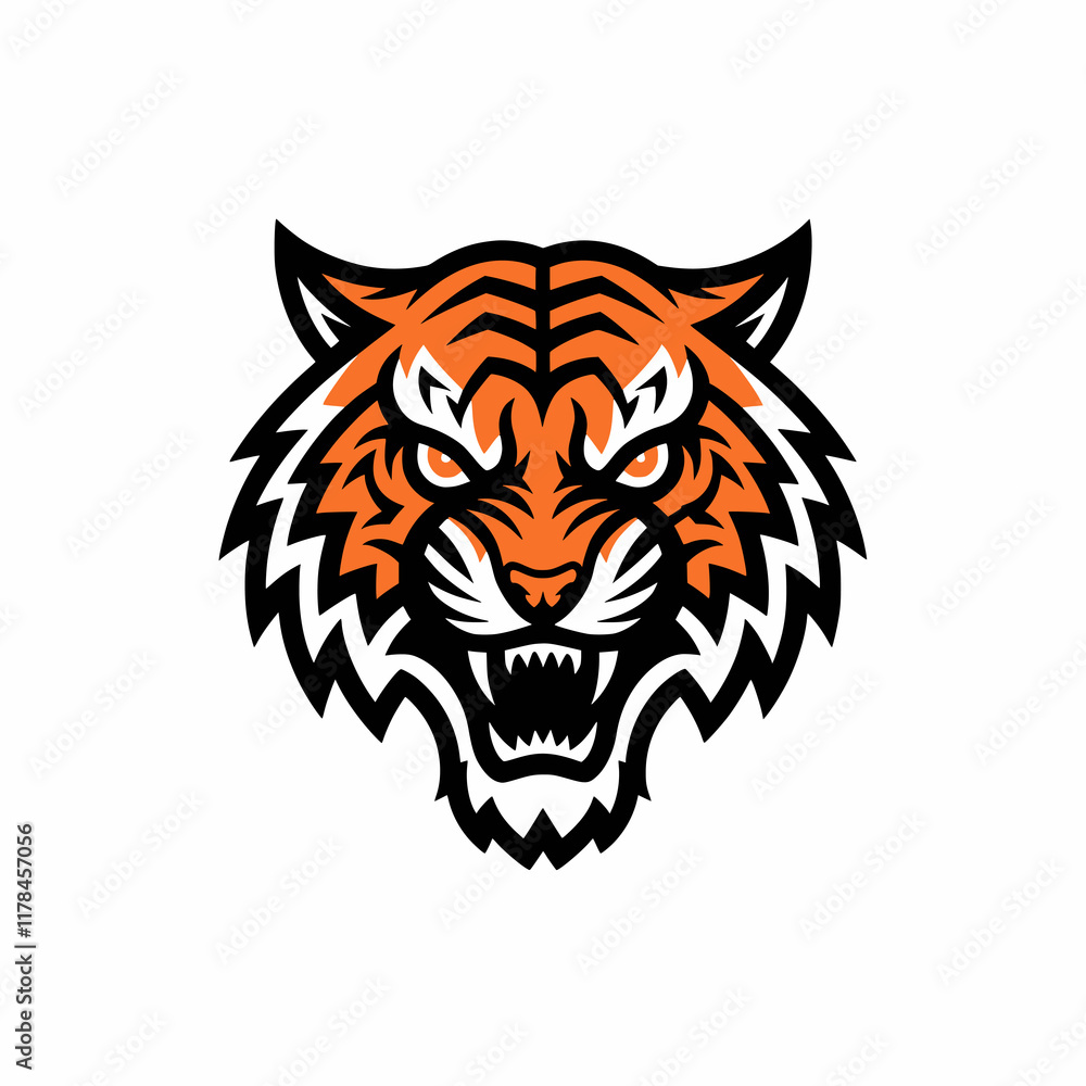 tiger head design logo illustration on white background tiger head design logo illustration on white background