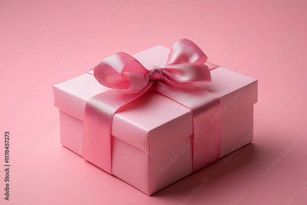 Fototapeta premium An elegant pink gift box, perfect for celebrations, bridal showers, birthdays, and holidays. Ideal for promotions around gift-giving events and special occasions.
