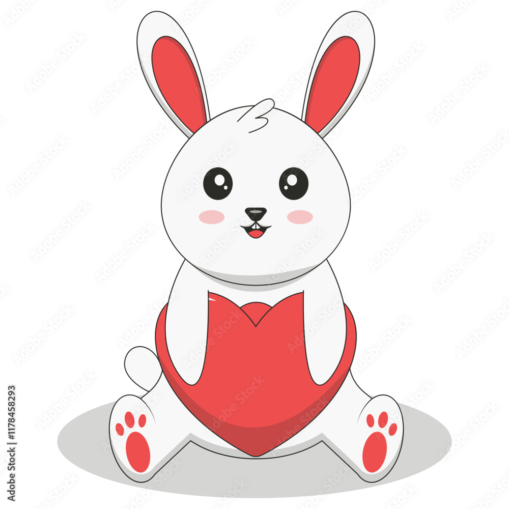 Cute Bunny Cartoon Character on White Background. Vector Illustration Cute Bunny Cartoon Character on White Background. Vector Illustration