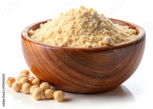 Chickpea Flour in Wooden Bowl - Panoramic Photography photo