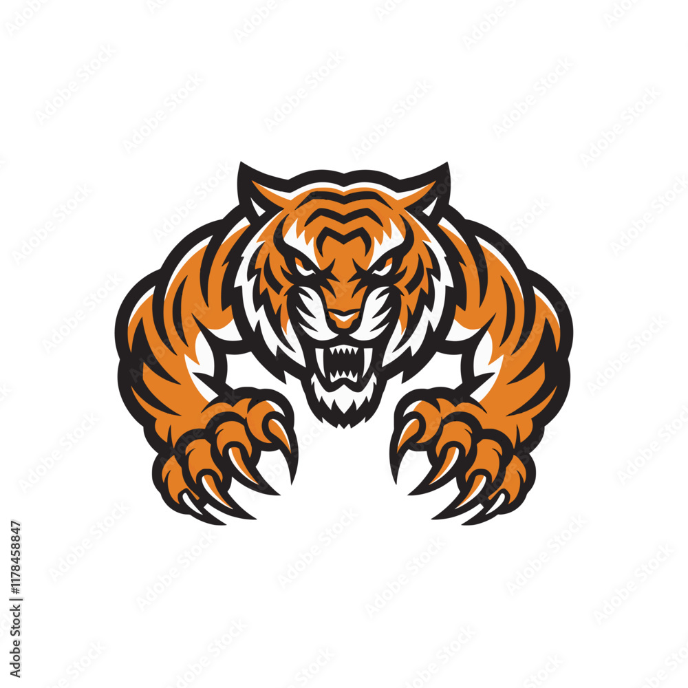 tiger pose attacking with claws logo illustration design tiger pose attacking with claws logo illustration design