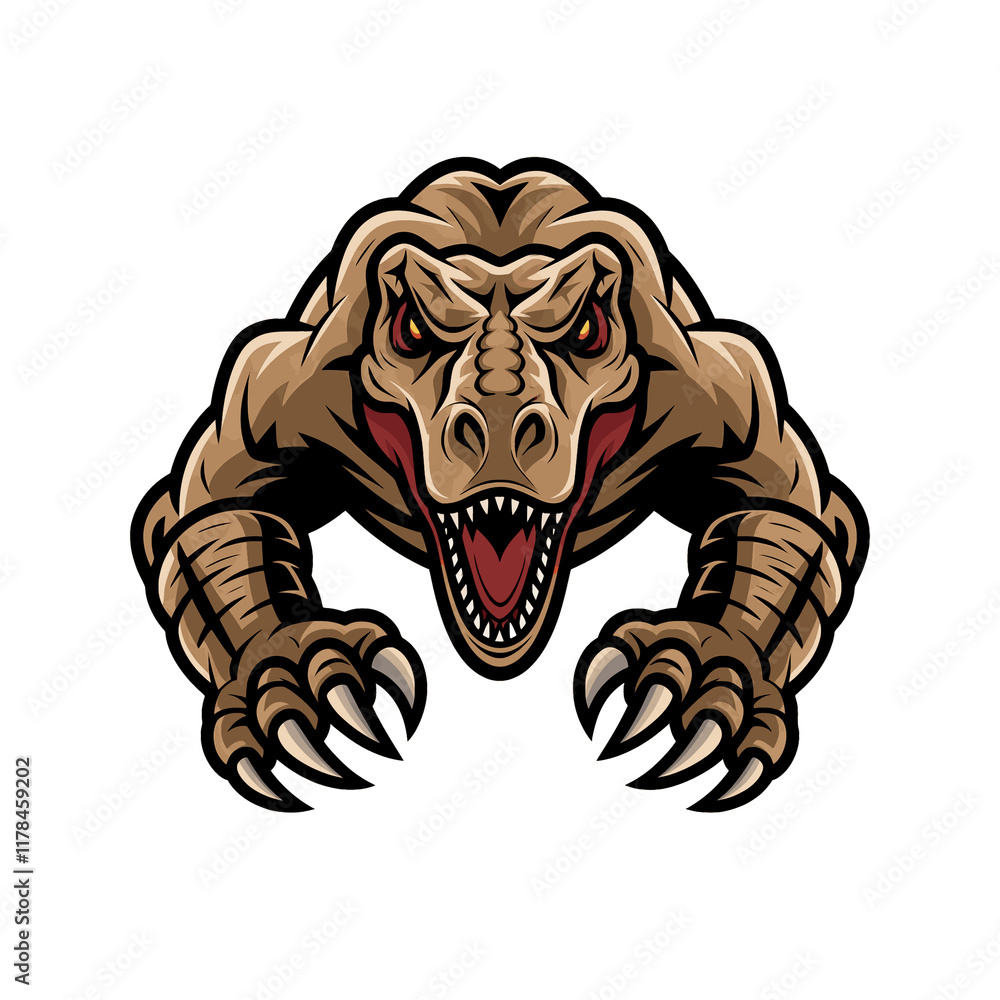 tyrannosaurus angry pose attacking with claws design on white background tyrannosaurus angry pose attacking with claws design on white background