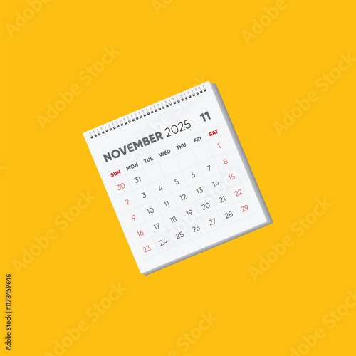 Year 2025 Monthly desk calendar for 2025 year on white background