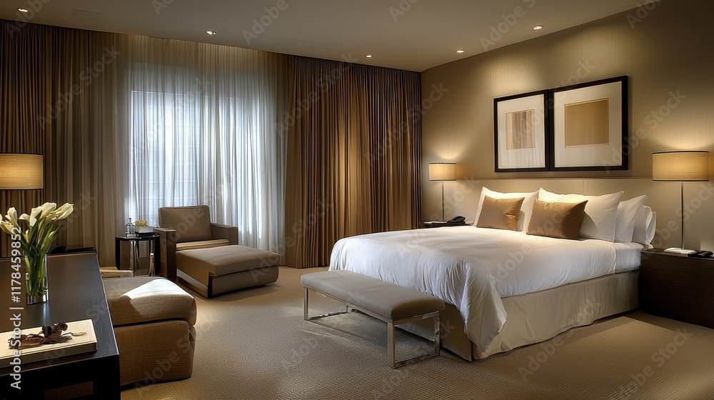 Fototapeta premium Minimalist Contemporary Guest Room