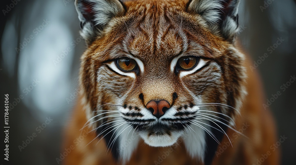 A close-up of a lynx with intense eyes and detailed fur texture. A close-up of a lynx with intense eyes and detailed fur texture.