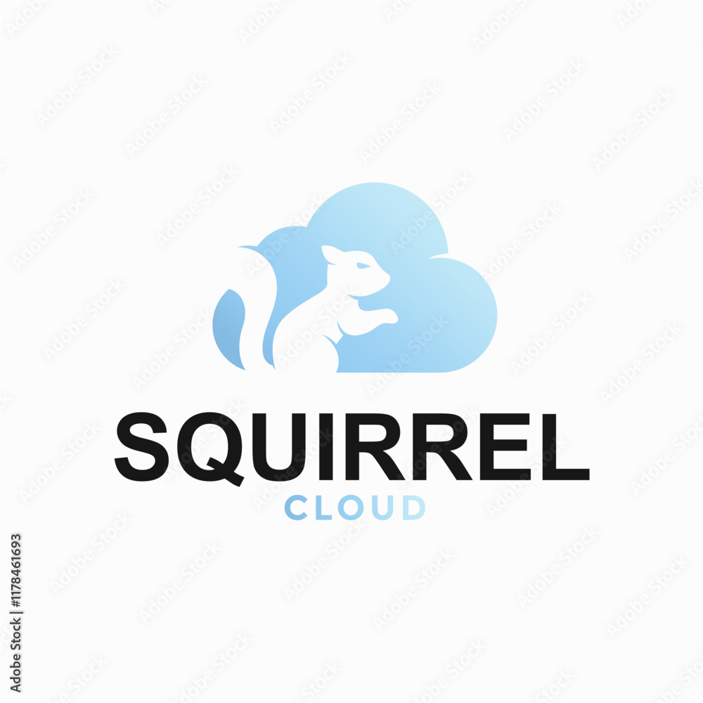 Squirrel and cloud simple and modern logo Squirrel and cloud simple and modern logo
