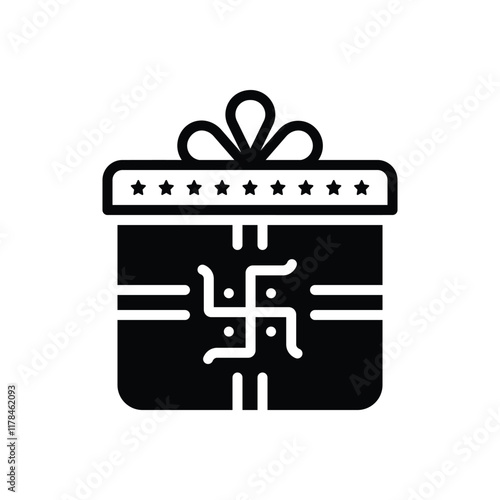 Black solid icon for gift