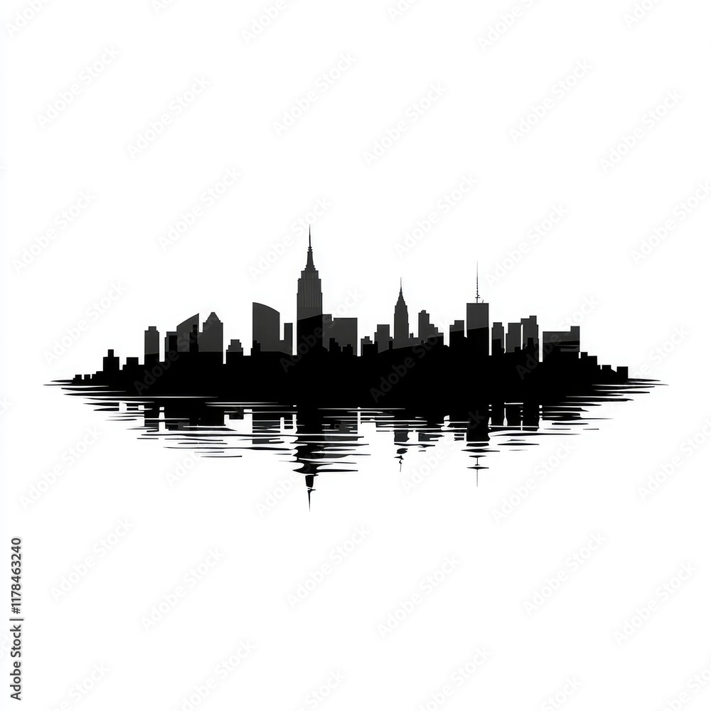 Fototapeta premium City Skyline Reflection: Urban Architecture Panorama