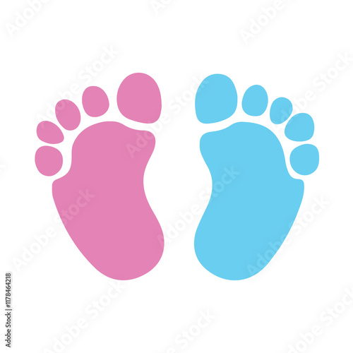 Vector graphic logo of pink and blue baby footprint