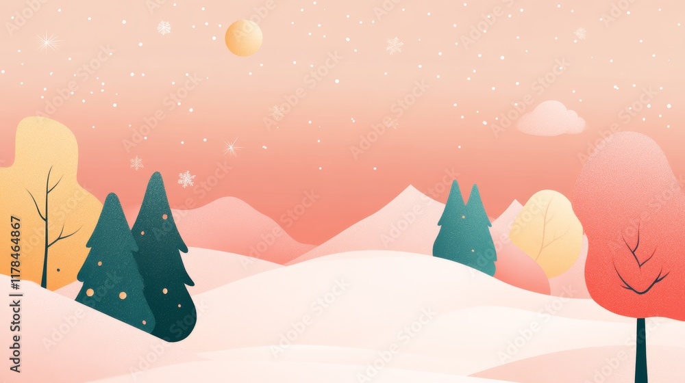 Naklejka premium Minimalist Flat Christmas Header Decoration