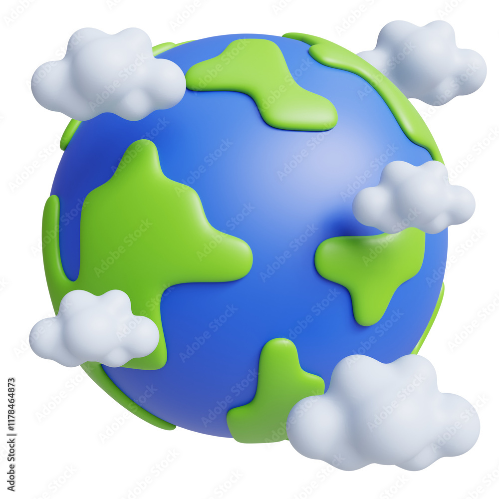 Green planet earth 3d rendered icon Green planet earth 3d rendered icon