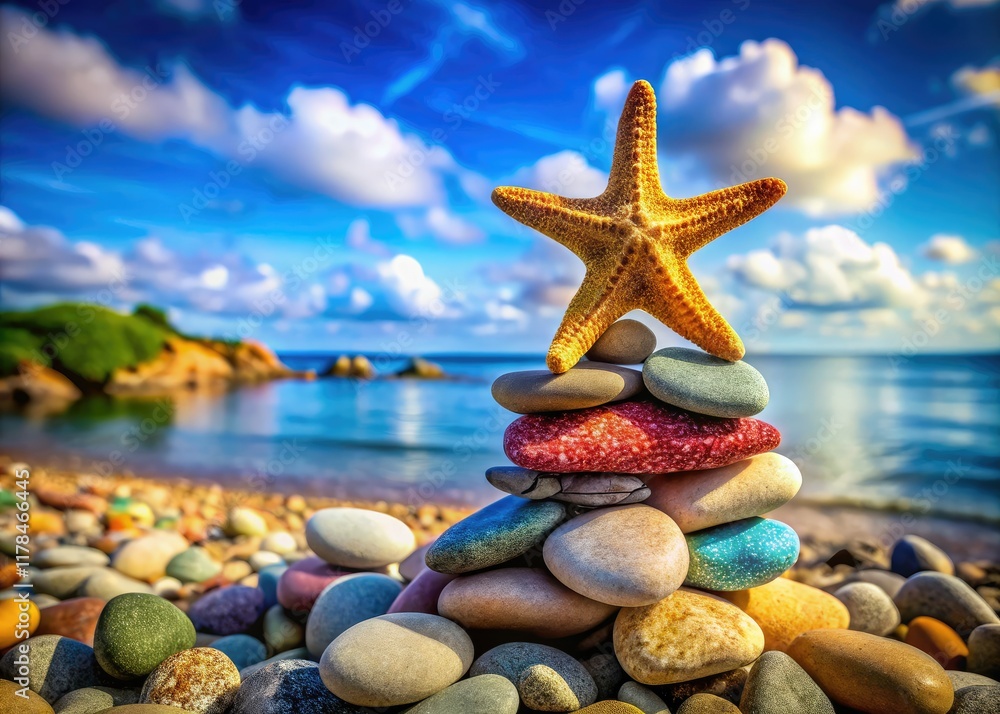 Colorful Stone Stack Starfish Landscape Photography Colorful Stone Stack Starfish Landscape Photography
