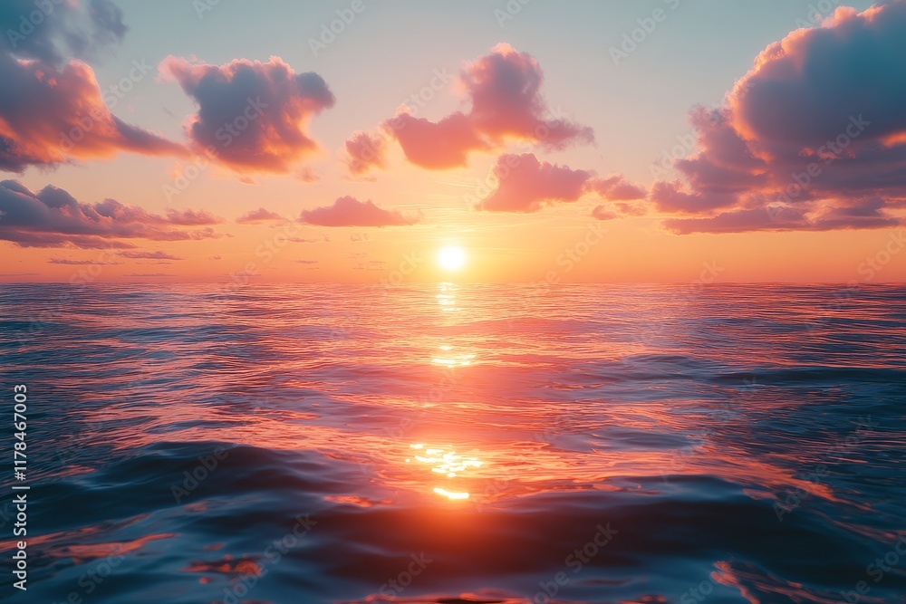 Obraz premium Serene Ocean Sunrise: A Symbol of Hope and New Beginnings
