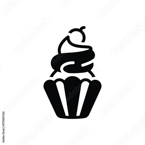 Black solid icon for cupcake