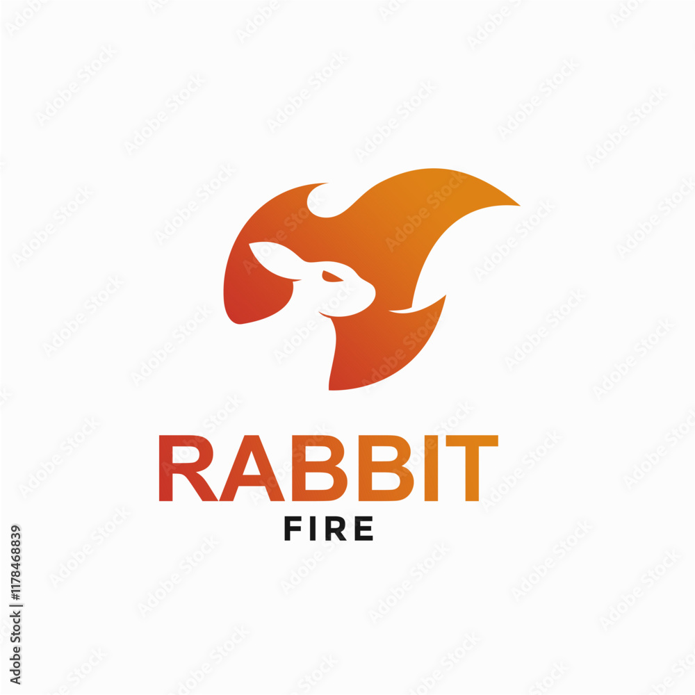 Obraz premium rabbit fire simple logo in negative space