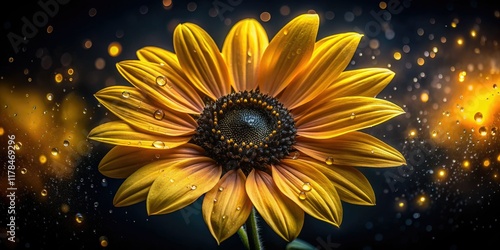 Florida's night-blooming Helianthus debilis: a vibrant yellow macro, captured in stunning nighttime detail. photo