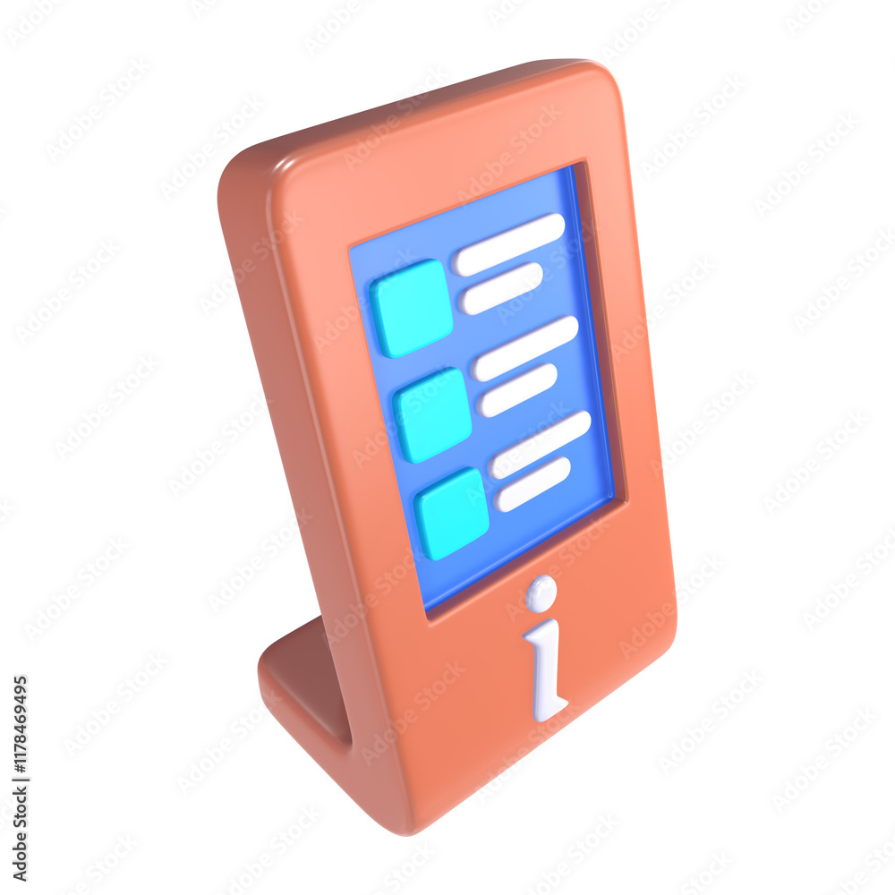 Information Kiosk 3D Illustration Icon Information Kiosk 3D Illustration Icon