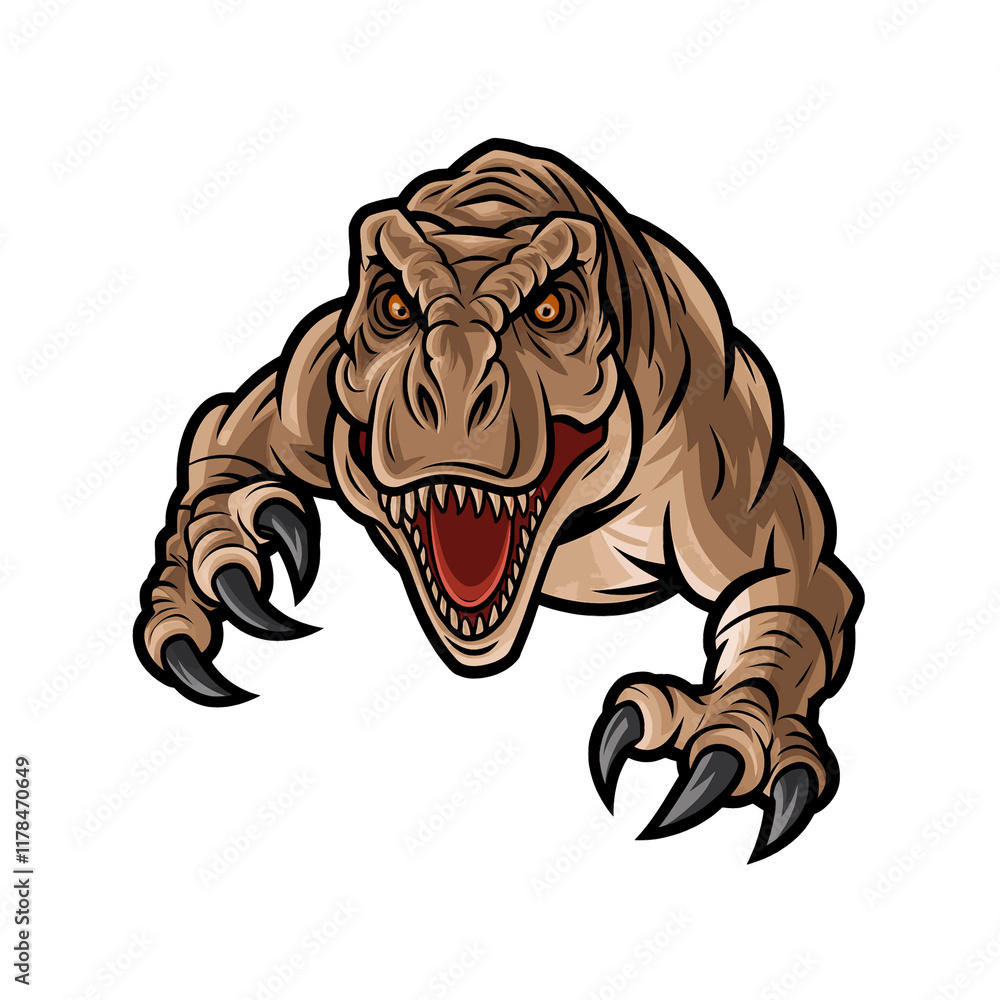 tyrannosaurus pose attacking with claws illustration logo design