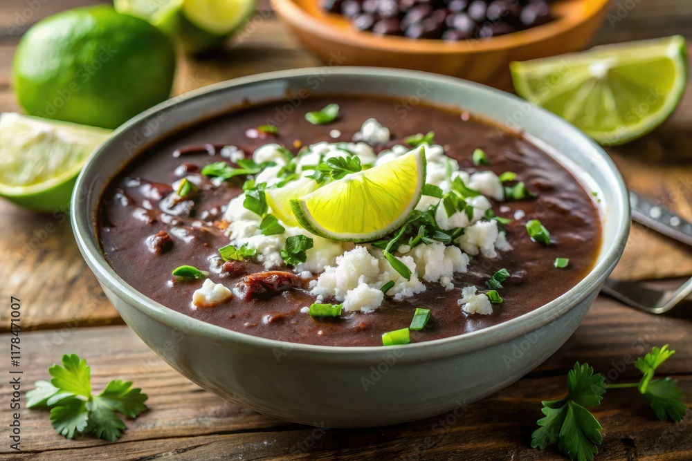 Creamy Black Bean Soup with Queso Fresco & Lime - Delicious Culinary Photography Creamy Black Bean Soup with Queso Fresco & Lime - Delicious Culinary Photography
