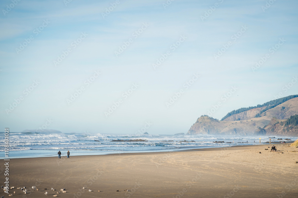 The D River State Recreation Site beach at Lincoln City Oregon, along the 101 Pacific Coast Highway. The D River State Recreation Site beach at Lincoln City Oregon, along the 101 Pacific Coast Highway.