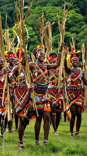 Vibrant Zulu Women Celebrate Heritage Through Traditional Dance and Rhythmic Movement