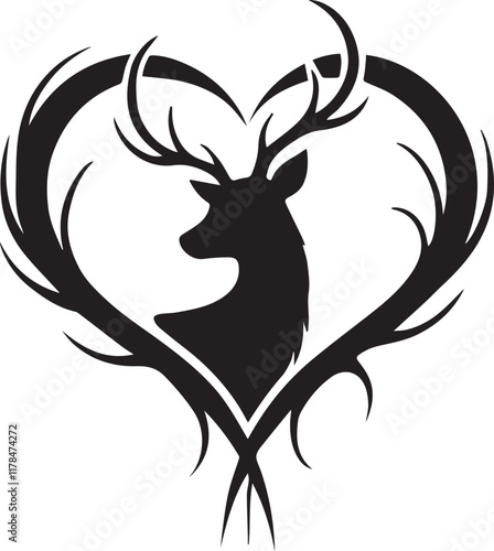 silhouette of a deer with a heart