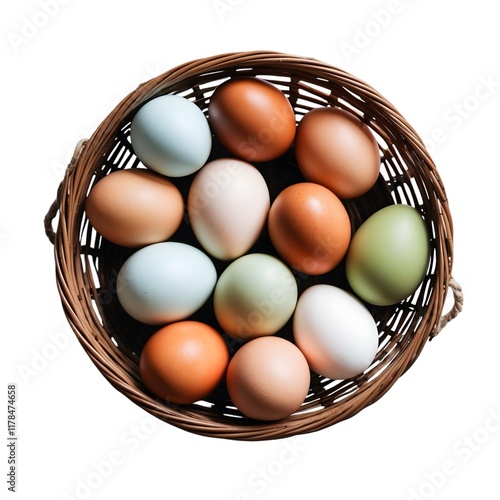 Wallpaper Mural Fresh Eggs in a Wicker Basket Against White Background Torontodigital.ca