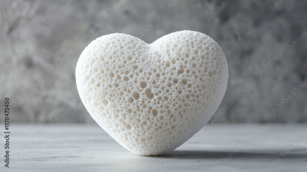 Fototapeta premium Heart shaped white sponge on textured surface