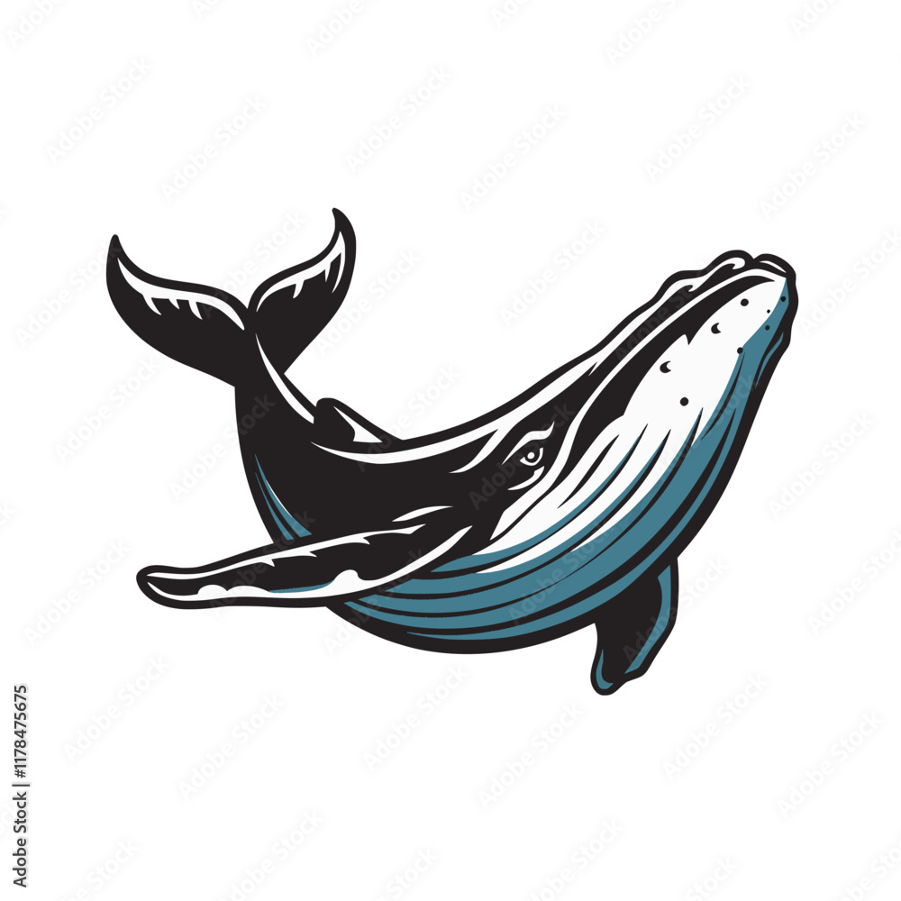 Obraz premium whale fierce design illustration logo on white background