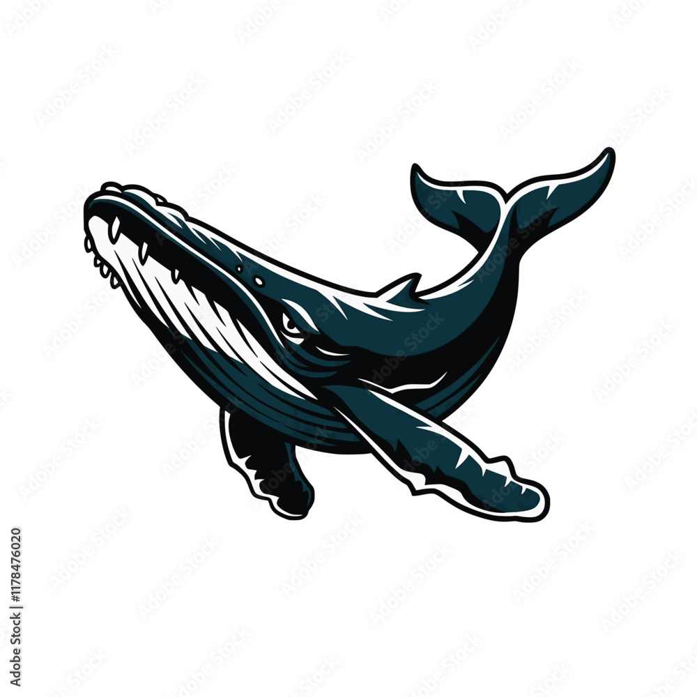 Fototapeta premium whale wild design illustration logo on white background