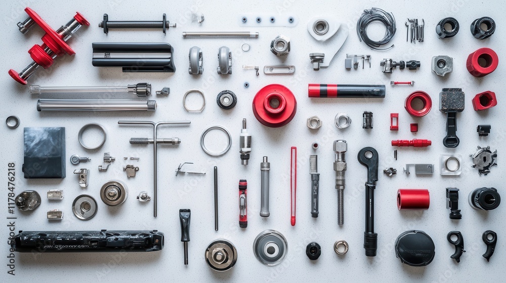 Various Mechanical Parts and Components on a Surface Various Mechanical Parts and Components on a Surface