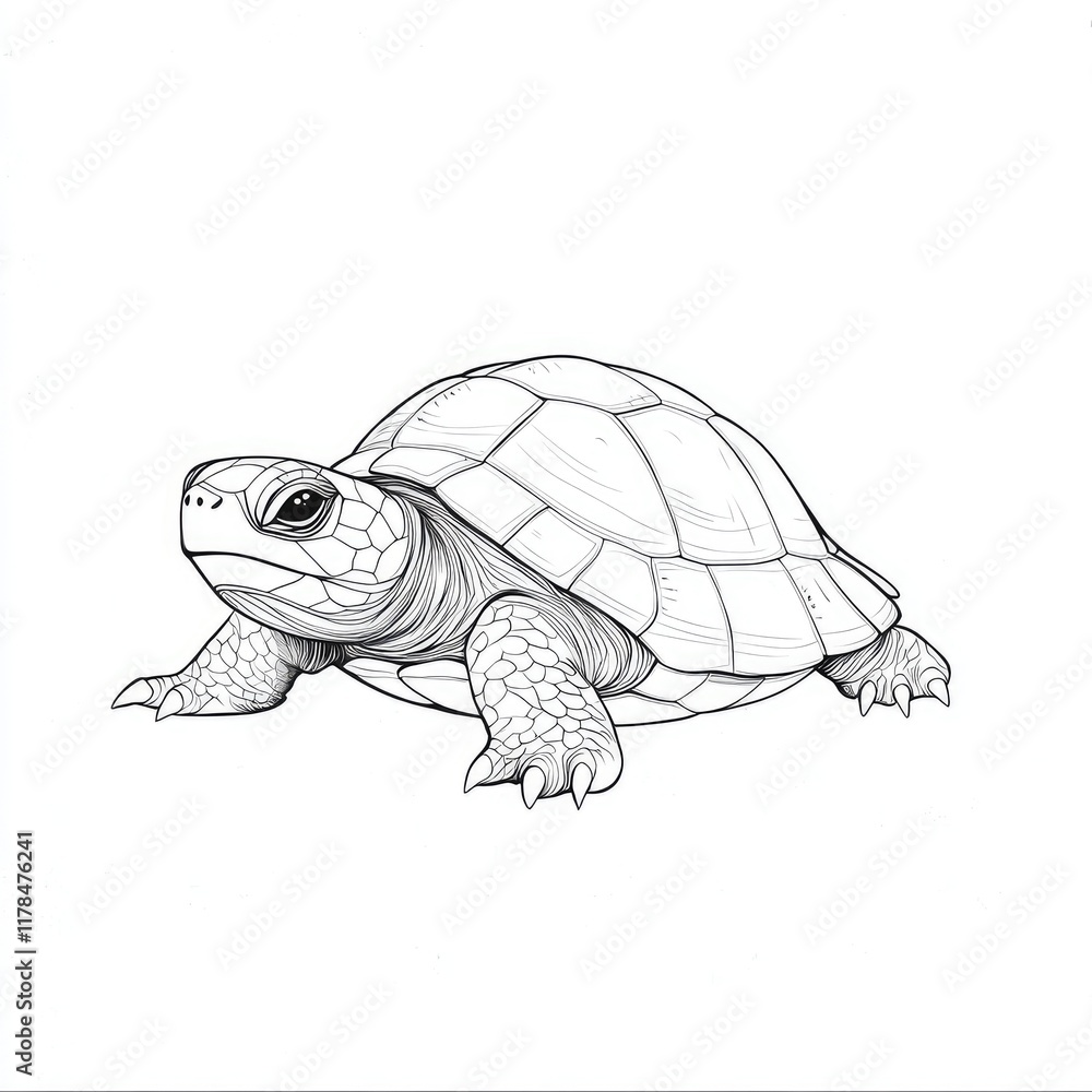 Fototapeta premium Detailed Line Art Drawing of a Turtle