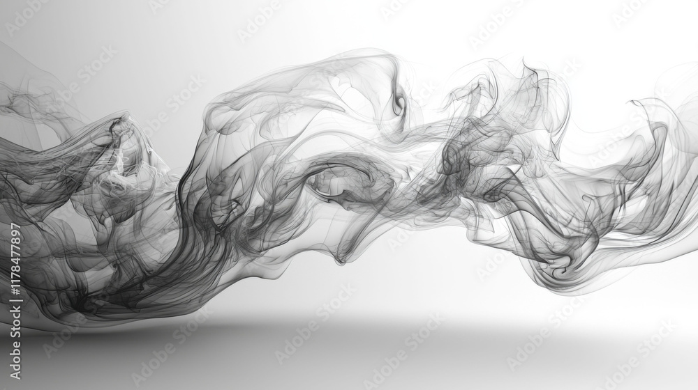Abstract smoke patterns in monochrome tones create dynamic visual flow Abstract smoke patterns in monochrome tones create dynamic visual flow
