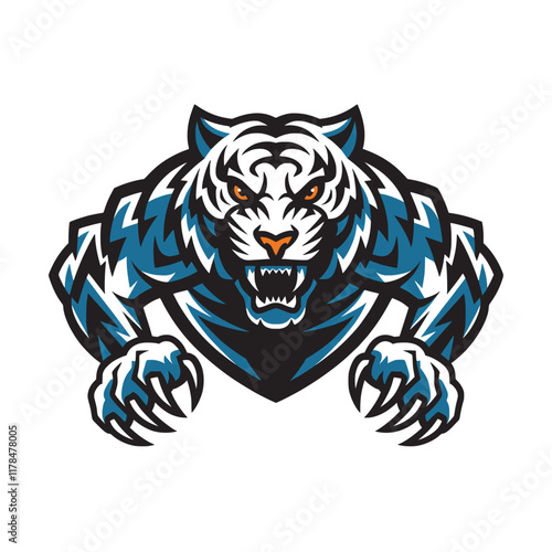white tiger malignant attacking with claws logo