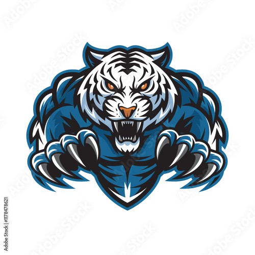 white tiger malignant design logo illustration on white background