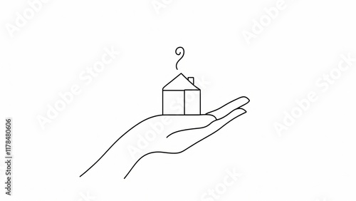 Hand holding a house symbol representing business success and design concepts photo